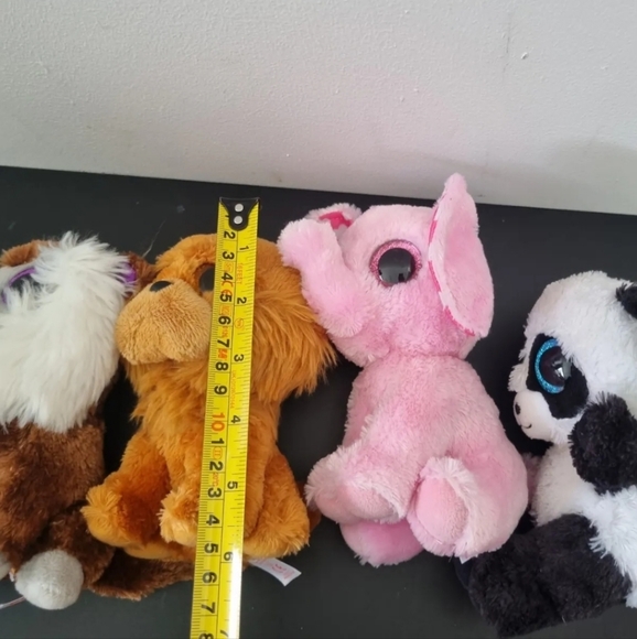 4 x ty soft toys 1 x animotsu monkey dog elephant panda 6" bundle - Picture 5 of 5